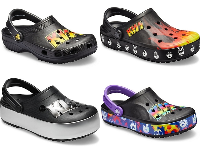 white crocs with rainbow words